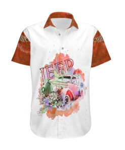 Chemise hawaïenne Jeep orange galaxie ceux qui errent ne sont pas perdus