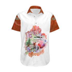 Chemise hawaïenne Jeep orange galaxie ceux qui errent ne sont pas perdus