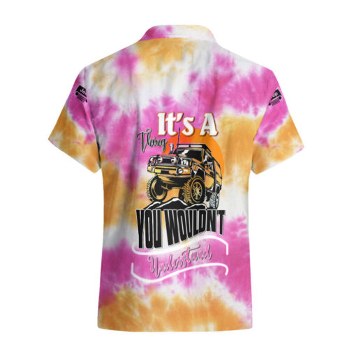 Chemise hawaïenne Jeep orange tie-dye c’est un truc que tu comprendrais pas