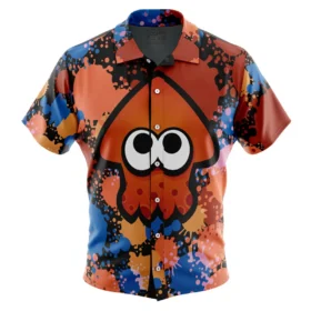Chemise hawaïenne Calmar Orange Aloha Splatoon