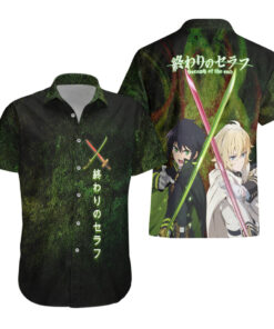 Chemise hawaïenne Owari no Seraph Anime épées croisées