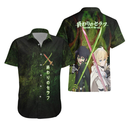 Chemise hawaïenne Owari no Seraph Anime épées croisées