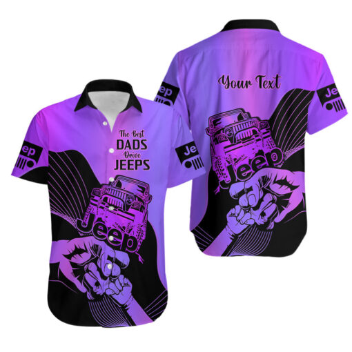 Chemise hawaïenne Jeep papa violet personnalisé fête des pères – Image 3