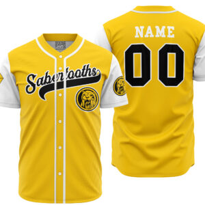 Maillot de baseball Tigres à Dents de Sabre Jaune Power Rangers