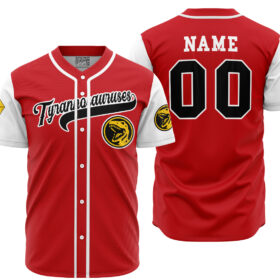 Maillot de baseball Tyrannosaures Rouge Power Rangers
