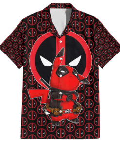 Chemise hawaïenne Pikachu Deadpool Anime Mix Comic