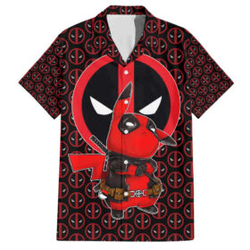 Chemise hawaïenne Pikachu Deadpool Anime Mix Comic