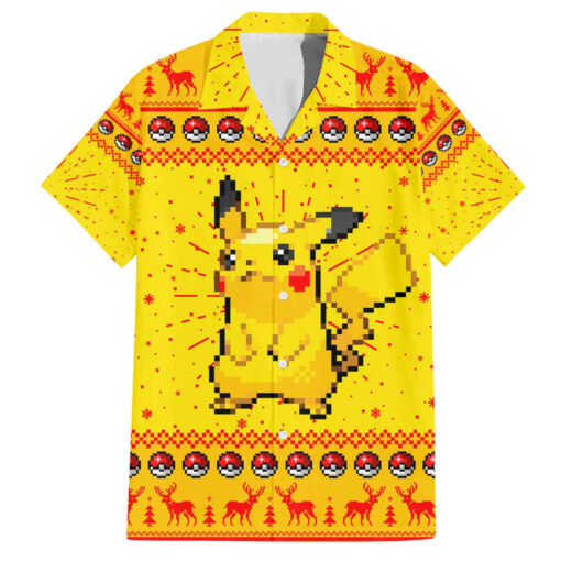 Chemise hawaïenne Pikachu Pokémon Pixel Noël