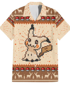 Chemise hawaïenne Pikachu Pokémon Pixel Noël