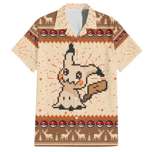 Chemise hawaïenne Pikachu Pokémon Pixel Noël