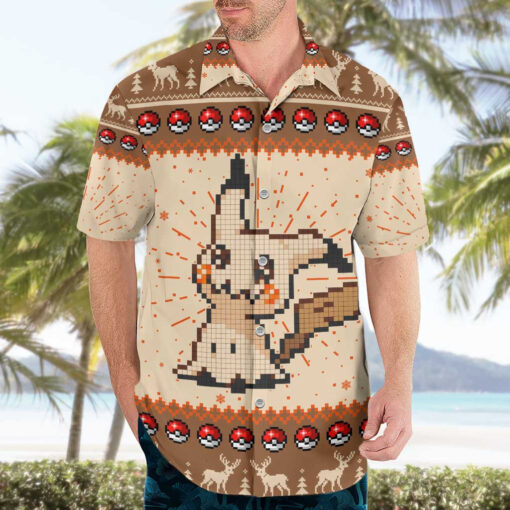 Chemise hawaïenne Pikachu Pokémon Pixel Noël – Image 3