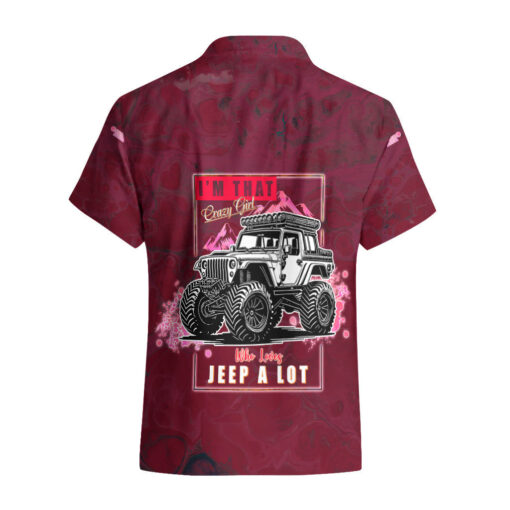 Chemise hawaïenne Jeep Rose Je suis cette fille folle qui adore Jeep