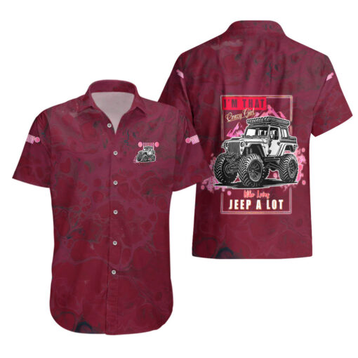 Chemise hawaïenne Jeep Rose Je suis cette fille folle qui adore Jeep – Image 3