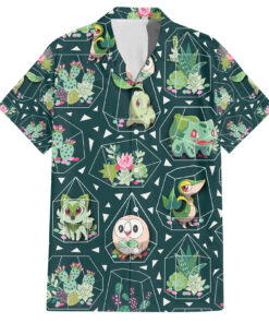 Chemise hawaïenne Pokémon Grass Type motif succulentes