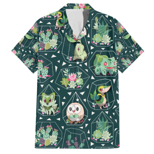 Chemise hawaïenne Pokémon Grass Type motif succulentes