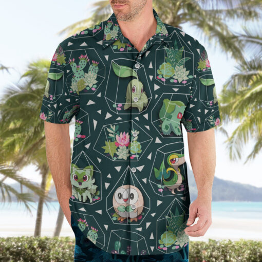 Chemise hawaïenne Pokémon Grass Type motif succulentes – Image 3