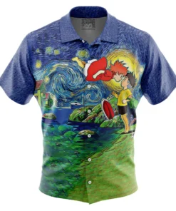 Chemise hawaïenne Ponyo Nuit étoilée Studio Ghibli