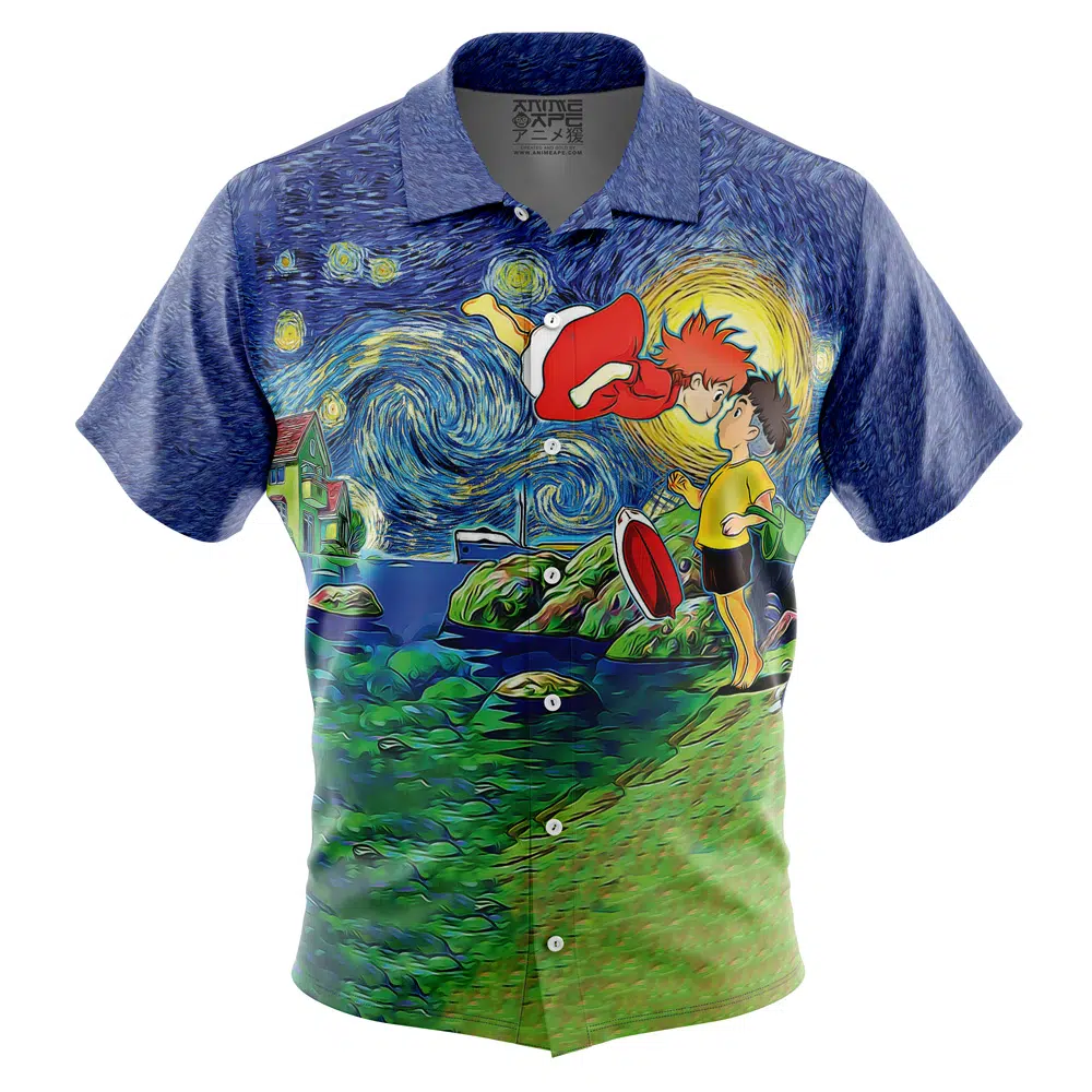 Chemise hawaïenne Ponyo Nuit étoilée Studio Ghibli