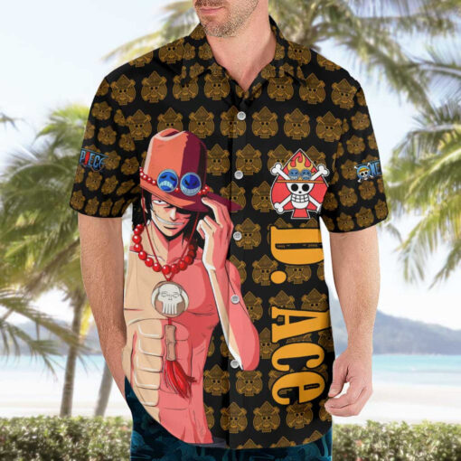 Chemise hawaïenne Portgas D. Ace One Piece Poing de feu Anime – Image 3