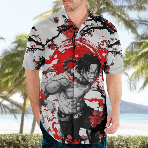 Chemise hawaïenne Portgas D. Ace Style japonais One Piece Anime – Image 3