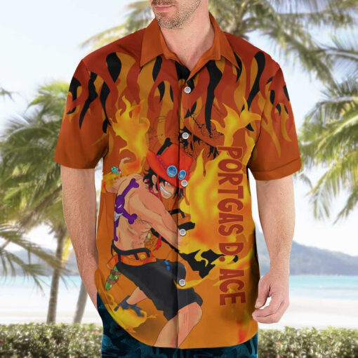 Chemise hawaïenne Portgas D. Ace One Piece Anime – Image 3