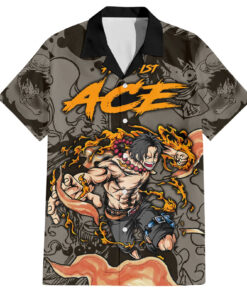 Chemise hawaïenne Portgas D. Ace Poing de feu One Piece Anime Mix Manga