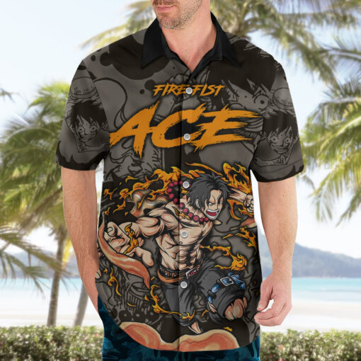 Chemise hawaïenne Portgas D. Ace Poing de feu One Piece Anime Mix Manga – Image 3