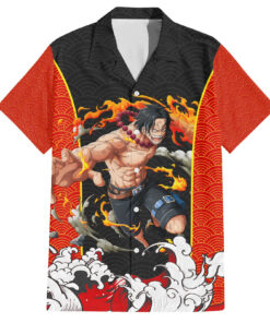 Chemise hawaïenne Portgas D. Ace One Piece Japon Anime