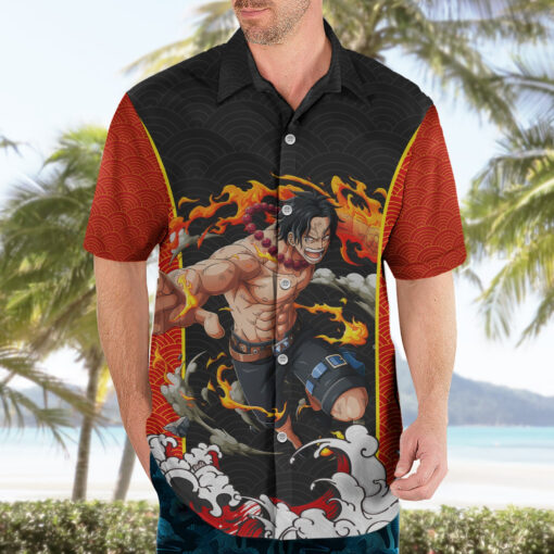 Chemise hawaïenne Portgas D. Ace One Piece Japon Anime – Image 3