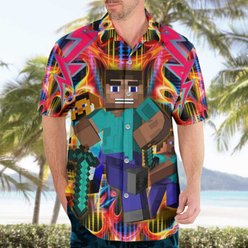 Chemise hawaïenne Power Minecraft Art Mix Trippy – Image 3