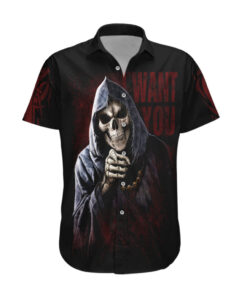 Chemise hawaïenne Faucheuse Skull ange de la mort paix