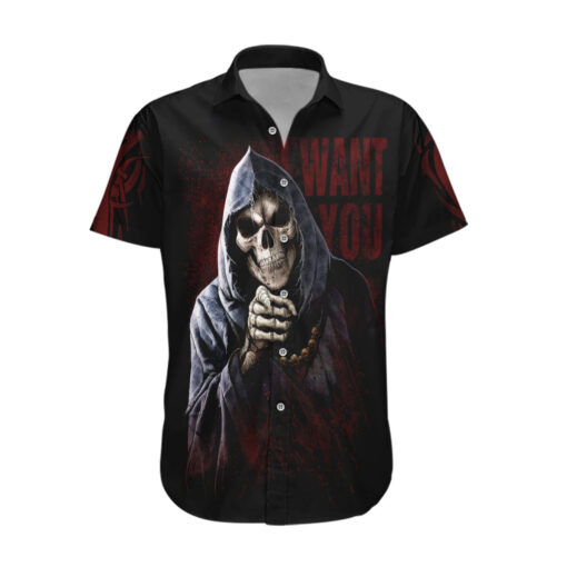 Chemise hawaïenne Faucheuse Skull ange de la mort paix