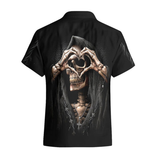 Chemise hawaïenne Faucheuse cœur étreinte éternelle unissant les âmes – Image 2