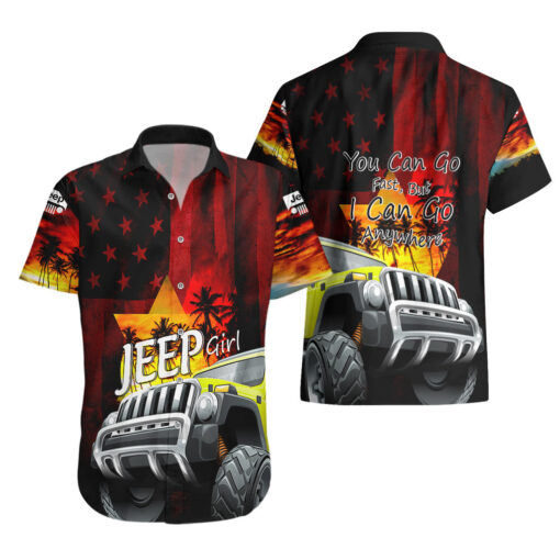 Chemise hawaïenne Jeep rouge You Can Go Fast, But I Can Go Anywhere – Image 3