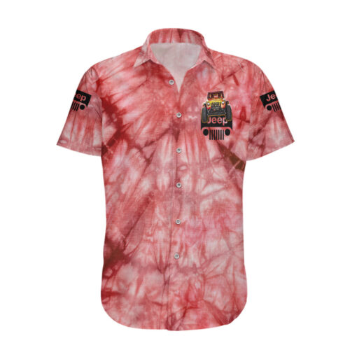 Chemise hawaïenne Jeep rouge tie-dye Toujours prendre la route panoramique – Image 2