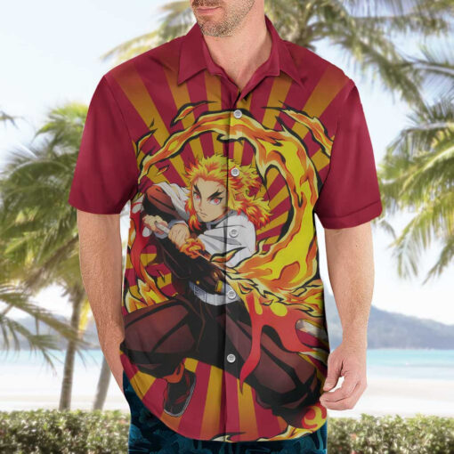 Chemise hawaïenne Rengoku Demon Slayer Anime – Image 3