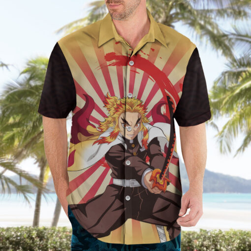 Chemise hawaïenne Rengoku Demon Slayer classique – Image 3