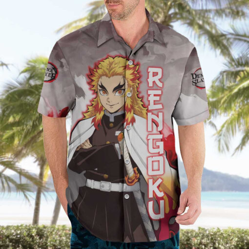 Chemise hawaïenne Rengoku Kyoujurou Demon Slayer Anime – Image 3