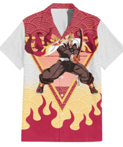 Chemise hawaïenne Rengoku Kyoujurou Demon Slayer motif japonais Mix Anime