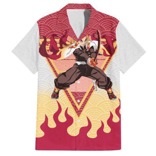 Chemise hawaïenne Rengoku Kyoujurou Demon Slayer motif japonais Mix Anime