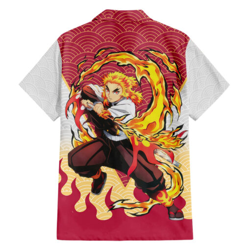 Chemise hawaïenne Rengoku Kyoujurou Demon Slayer motif japonais Mix Anime – Image 2