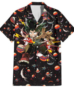 Chemise hawaïenne Univers rétro Deku My Hero Academia motif cosmique