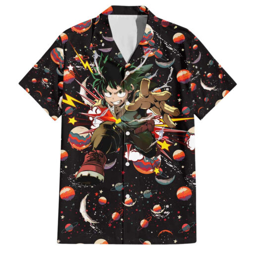 Chemise hawaïenne Univers rétro Deku My Hero Academia motif cosmique
