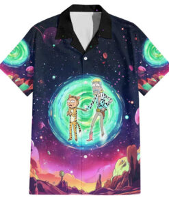 Chemise hawaïenne Rick et Morty roi tigre style psychédélique