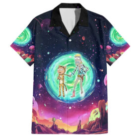 Chemise hawaïenne Rick et Morty roi tigre style psychédélique