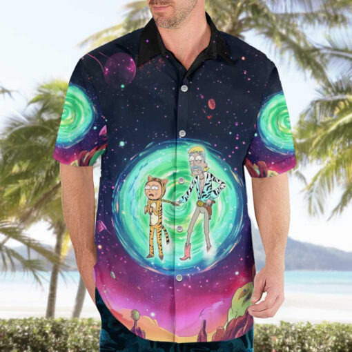 Chemise hawaïenne Rick et Morty roi tigre style psychédélique – Image 3