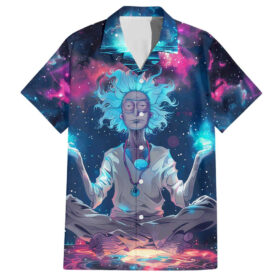 Chemise hawaïenne Rick et Morty hoodie cosmique trippy