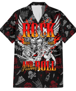 Chemise hawaïenne Crâne Rock And Roll éternel