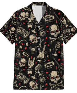 Chemise hawaïenne Crâne Rock And Roll motif