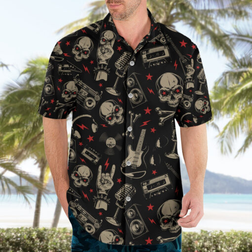Chemise hawaïenne Crâne Rock And Roll motif – Image 3